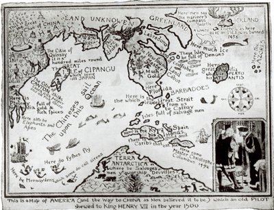 Map of America and Directions to China by English School